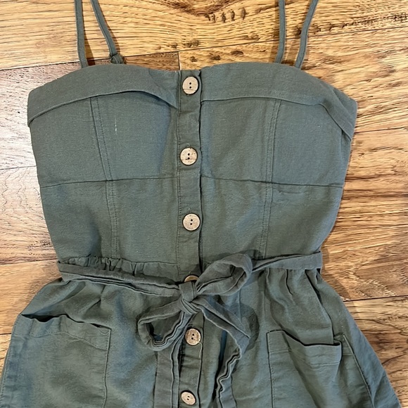 Green Cotton Button Down Sweetheart Dress - Picture 4 of 7